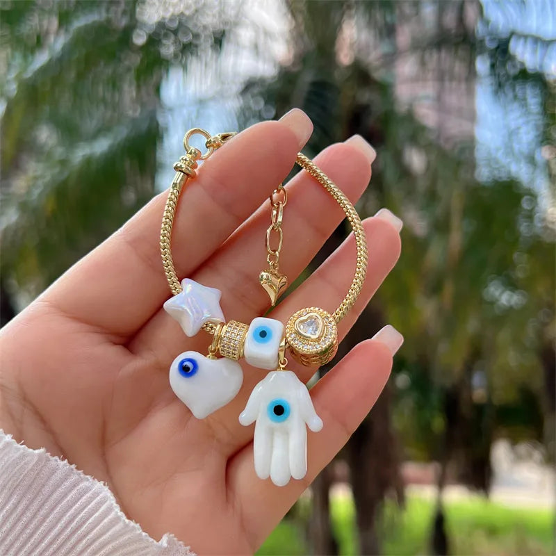 Copper Inlay Devil's Eye Zircon Bracelets