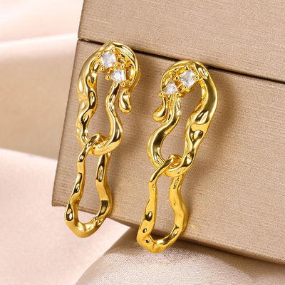 1 Pair Elegant Simple Style Geometric Alloy 18K Gold Plated Drop Earrings