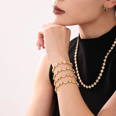 Elegant Luxurious Geometric 304 Stainless Steel 18K Gold Plated Zircon  Bracelets In Bulk