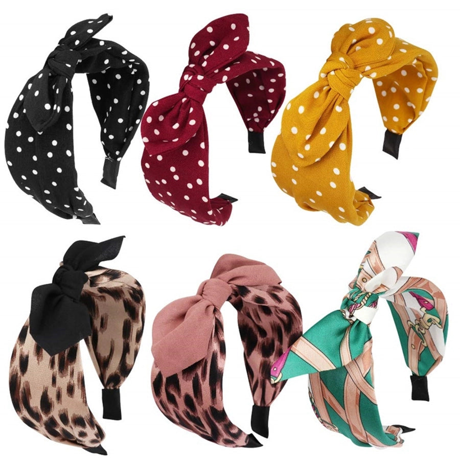 fashion polka dots bow knot cloth printing hair band 1 piece