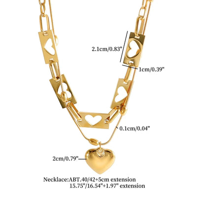 Jewelry IG Style Simple Style Commute Heart Shape 304 Stainless Steel Hollow Out Bracelets Necklace