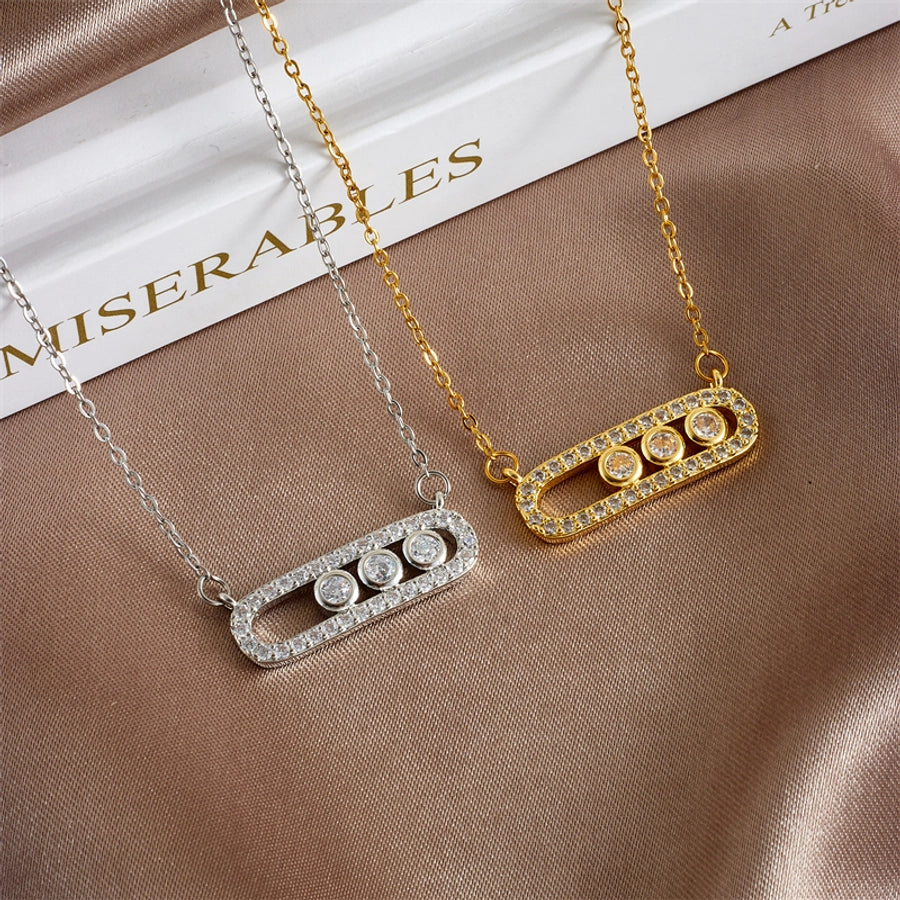 304 Stainless Steel Copper Paper Clip Pendant Necklace