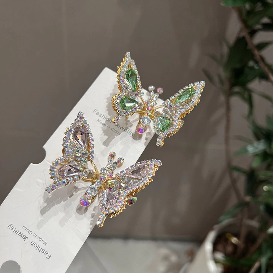 simple style shiny butterfly alloy inlay rhinestones hair clip