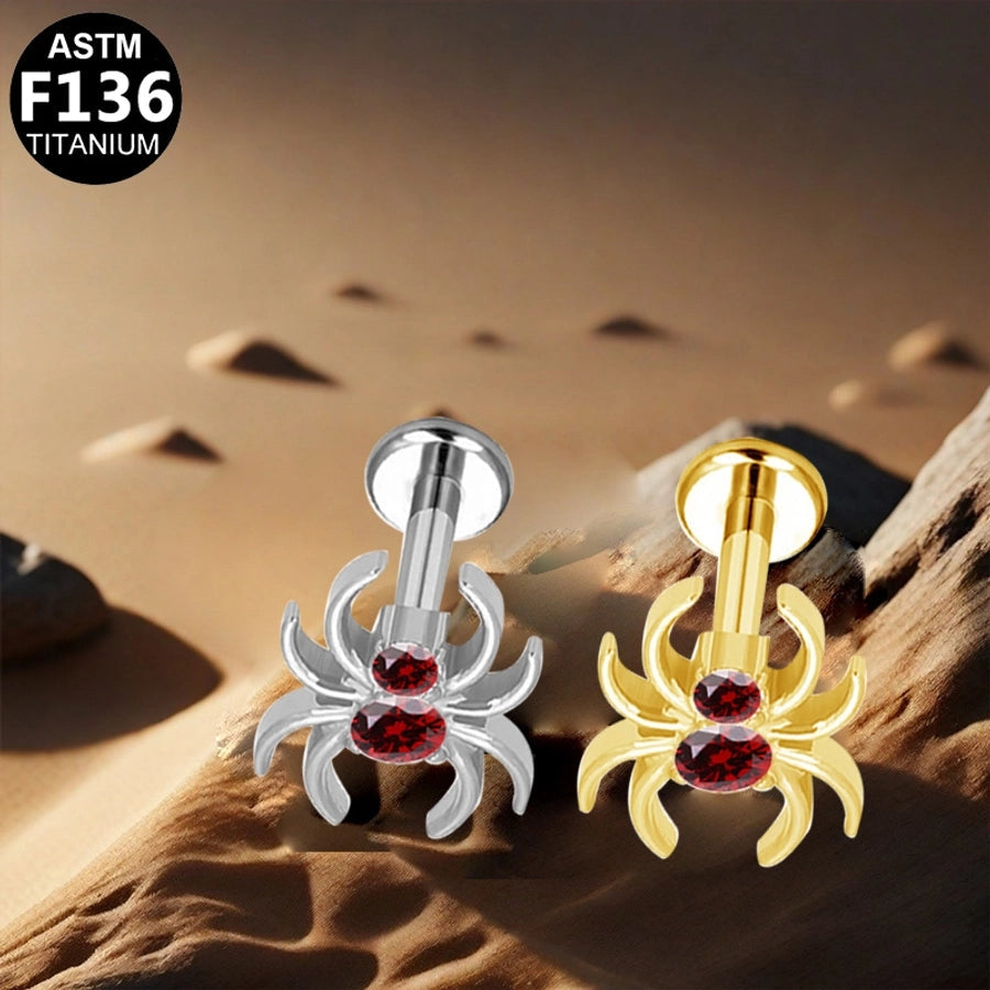 1 Piece Lip Rings Hip-Hop Rock Punk Spider Pure Titanium Titanium Alloy Zircon 14K Gold Plated White Gold Plated Lip Rings Ear Cartilage Rings & Studs