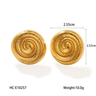 1 Pair IG Style Classic Style Thread 304 Stainless Steel Titanium Steel 18K Gold Plated Ear Studs