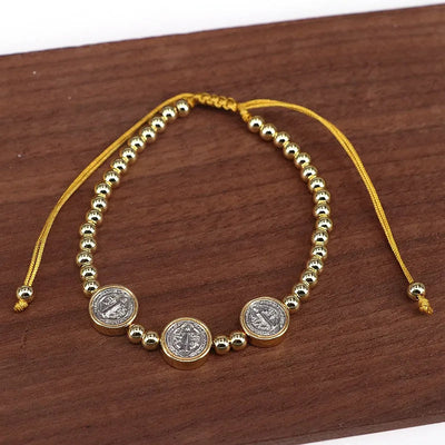 Imitation Pearl Copper Beaded Round Virgin Mary Bracelets