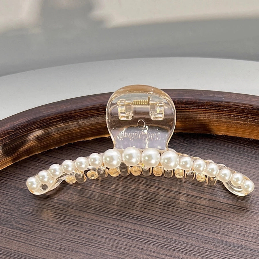 fashion solid color plastic imitation pearl  hair claw