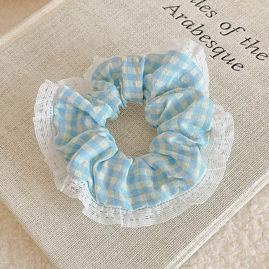 Women's IG Style Sweet Lattice Cloth Rib-Knit Lace Hair Tie