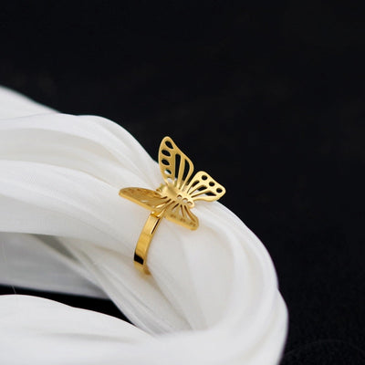 Jewelry Classic Style Commute Butterfly 304 Stainless Steel 18K Gold Plated Hollow Out Jewelry Set