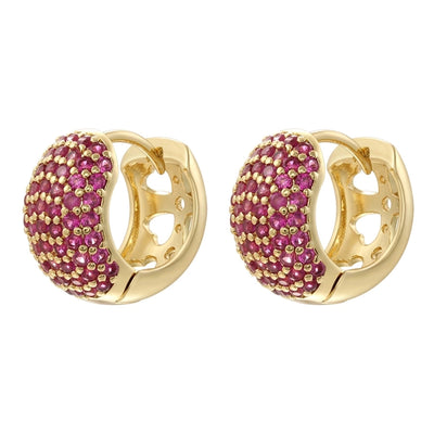 1 Pair Elegant Round Plating Inlay Copper Zircon 18K Gold Plated Earrings