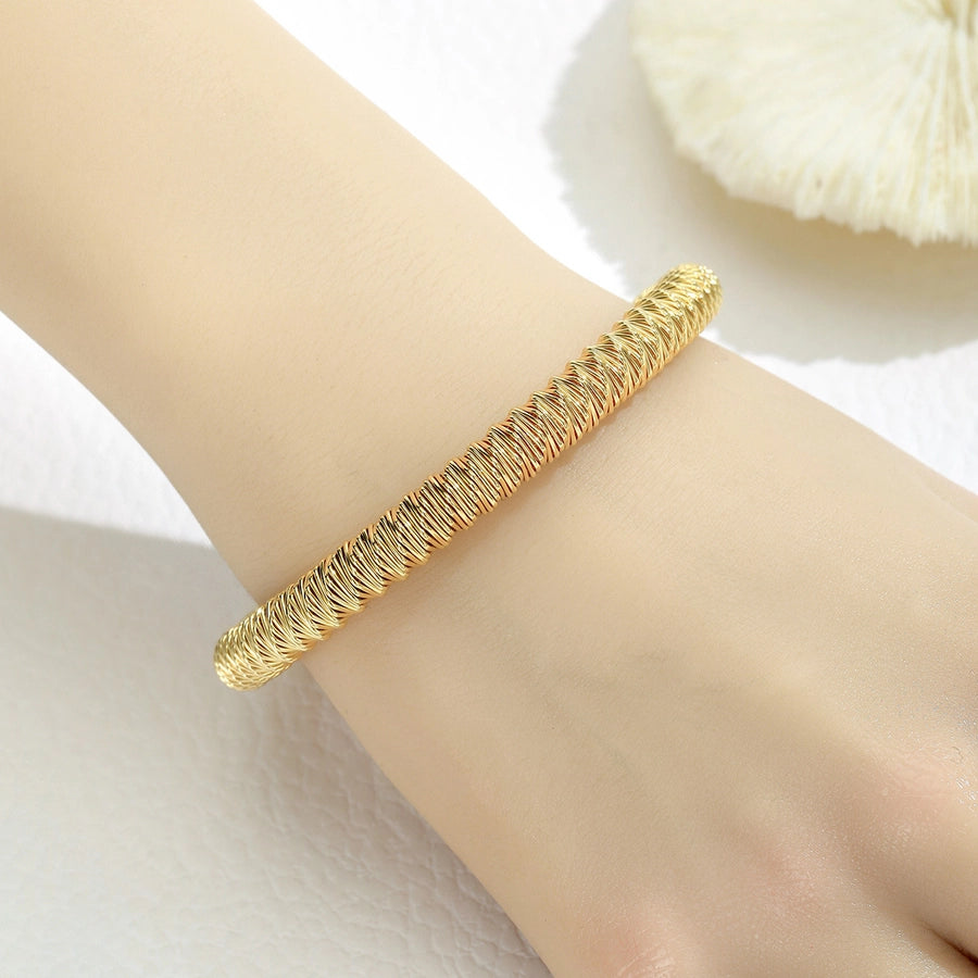 Simple Style Solid Color 304 Stainless Steel Bangle In Bulk