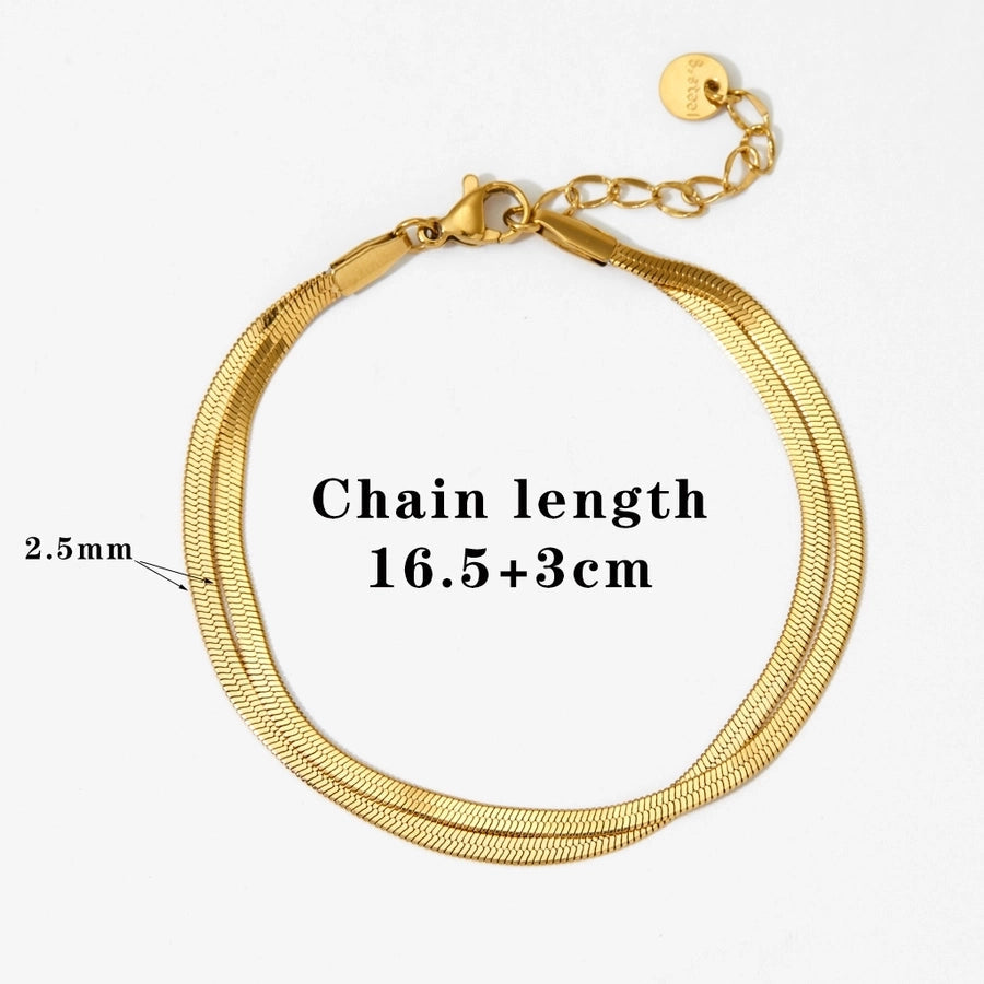 Jewelry Vacation Modern Style Solid Color 304 Stainless Steel 16K Gold Plated White Gold Plated Gold Plated Polishing Plating Bracelets Anklet Necklace