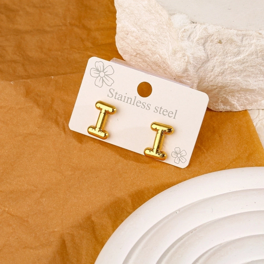 1 Pair Simple Style Classic Style Letter 304 Stainless Steel 18K Gold Plated Ear Studs