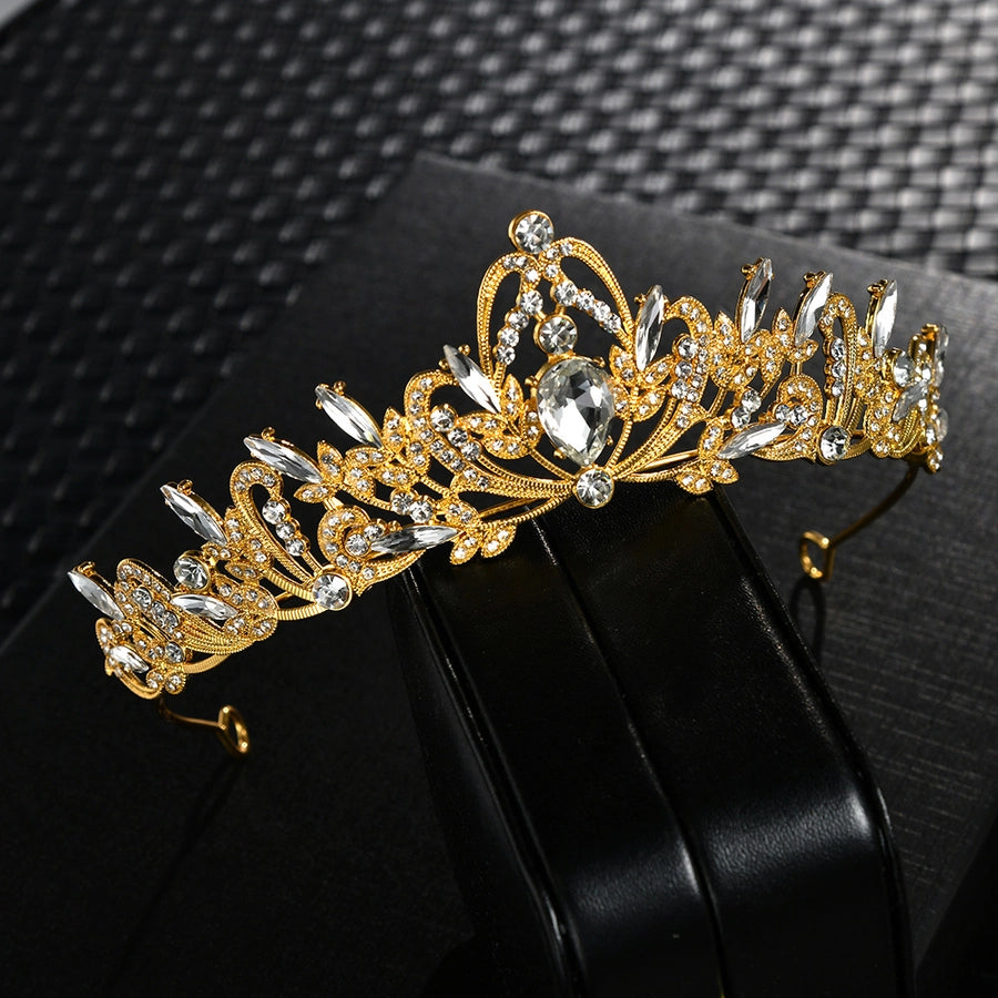 fashion crown alloy inlay zircon crown 1 piece