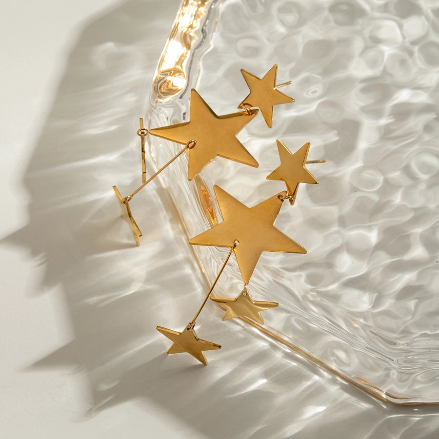 1 Pair Classic Style Star 304 Stainless Steel Drop Earrings