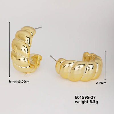 1 Pair Basic Classic Style Geometric Star Heart Shape Irregular CCB K Gold Plated Stud Earrings