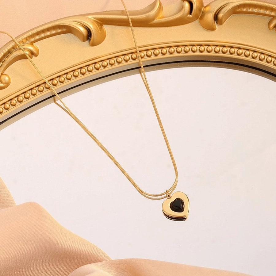 Jewelry Beach Tropical Streetwear Heart Shape 304 Stainless Steel 18K Gold Plated Jewelry Set