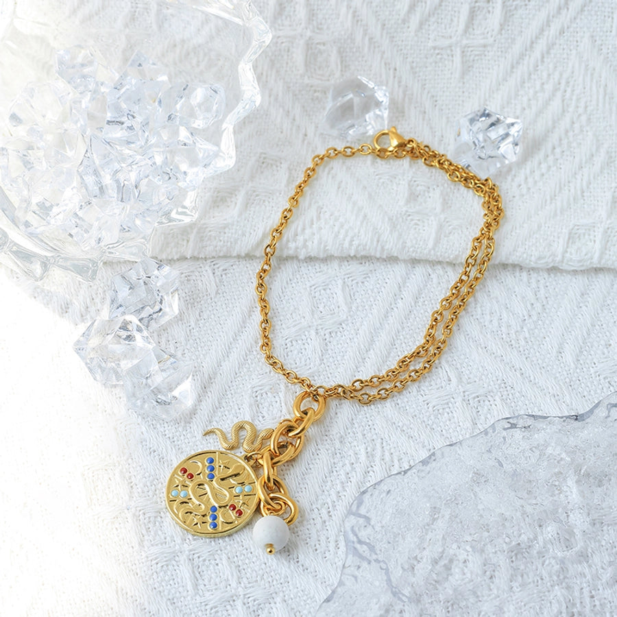 Casual Simple Style Round Snake 304 Stainless Steel 14K Gold Plated Bracelets In Bulk