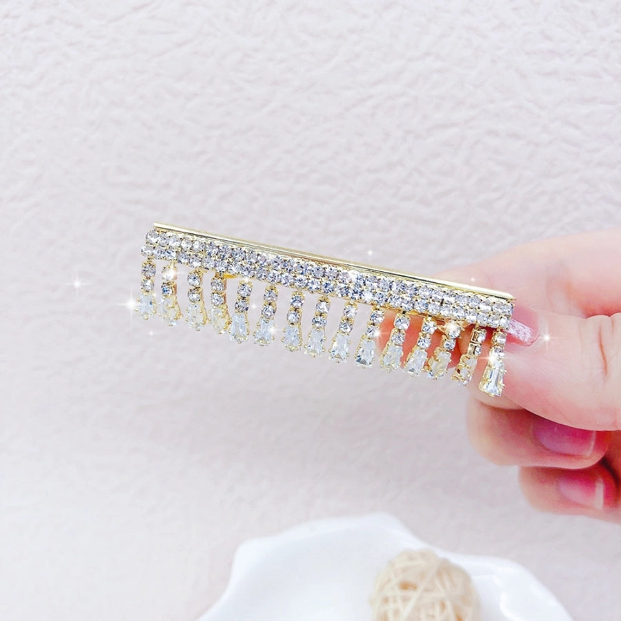 fashion geometric metal inlay rhinestones hair clip 1 piece