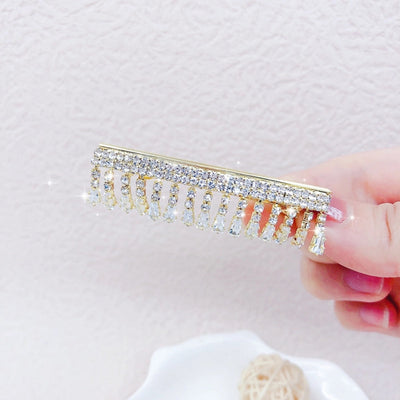 fashion geometric metal inlay rhinestones hair clip 1 piece