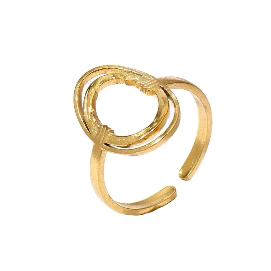 Jewelry Retro Leaf Heart Shape Flower 304 Stainless Steel Plating Open Rings