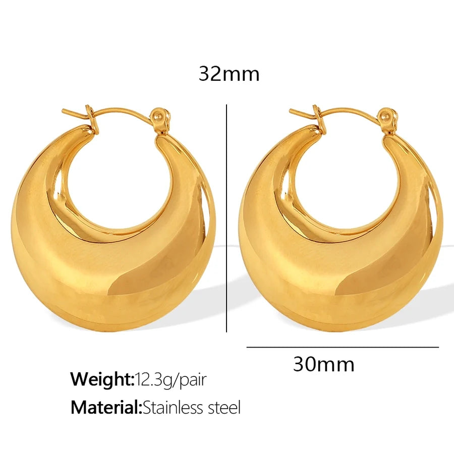 1 Pair Elegant French Style Commute U Shape Semicircle Polishing Plating 304 Stainless Steel 18K Gold Plated Earrings