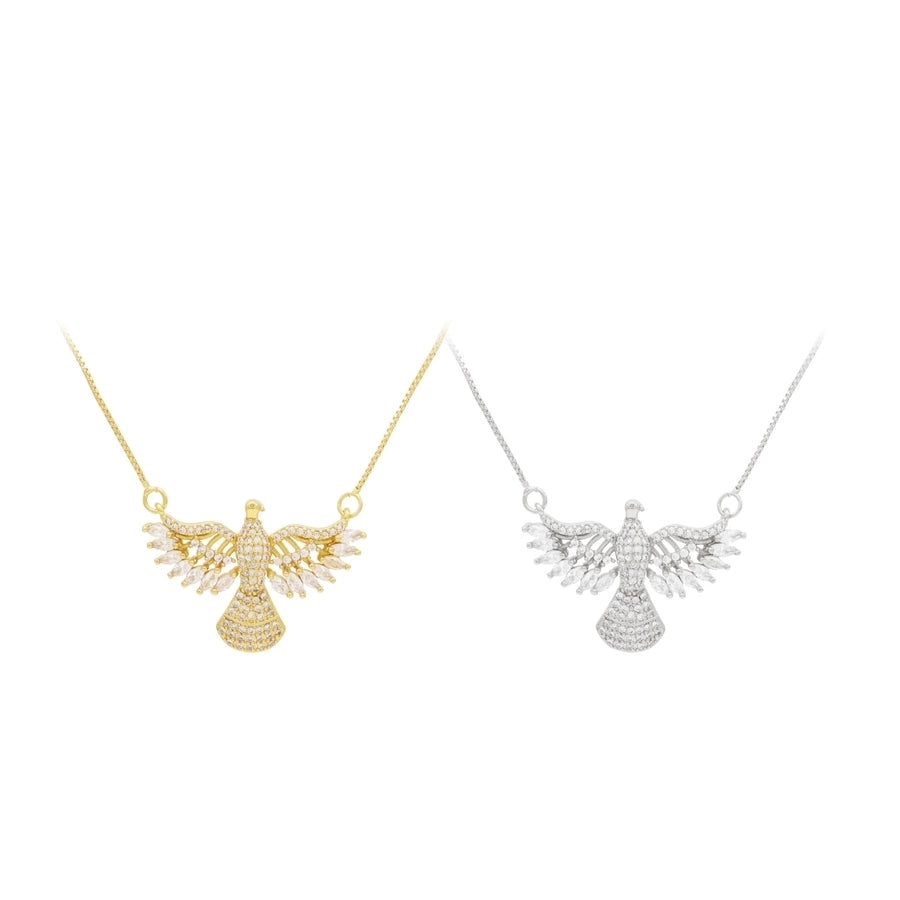 Jewelry Retro Classic Style Eagle Copper Zircon Plating Pendant Necklace