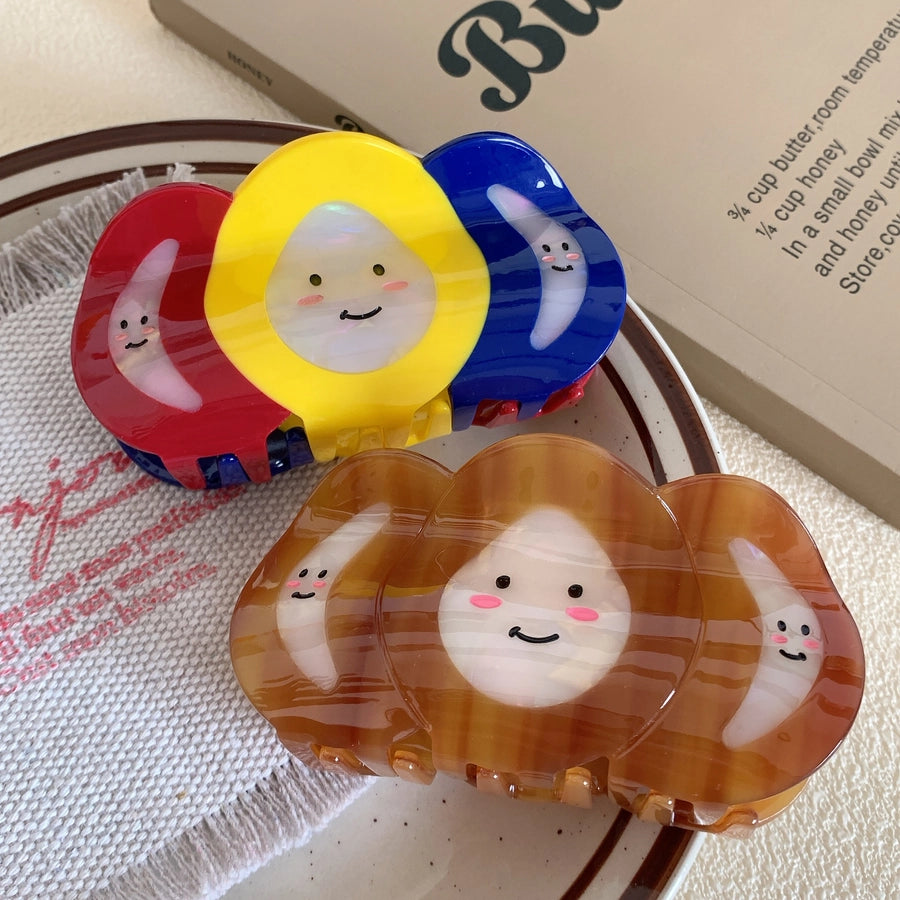 women's cartoon style cute  face acetic acid sheets hair claws