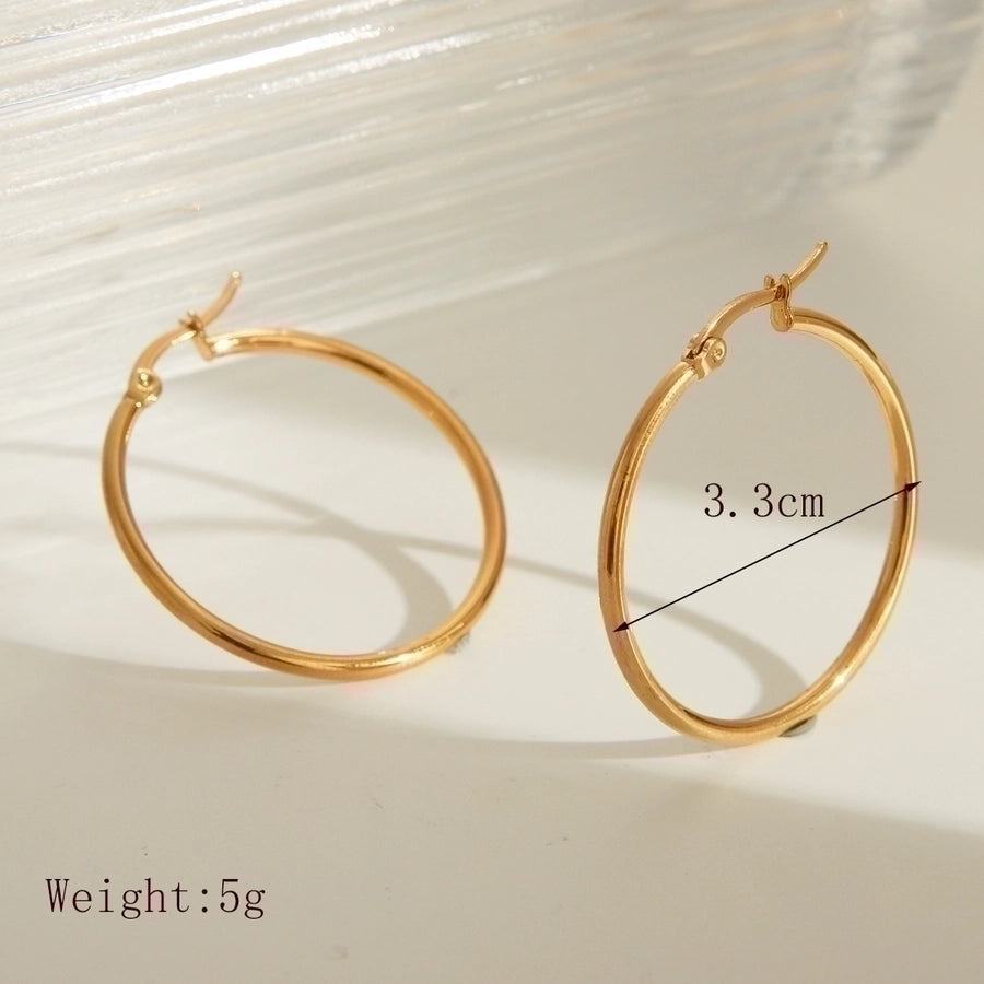 1 Pair Basic Exaggerated Luxurious Solid Color 304 Stainless Steel 18K Gold Plated Earrings