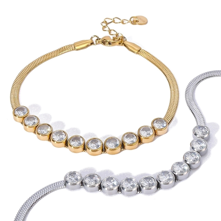 Jewelry Simple Style Shiny Geometric Titanium Steel Plating Bracelets Necklace