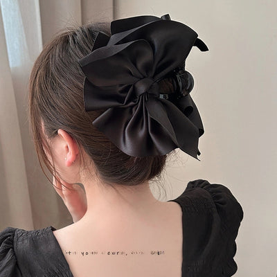 Escape Princess Headwear ~ Satin Big Bow Grab Clip Shark Clip Back Head Hair Korean Grab Clip Ins Clip