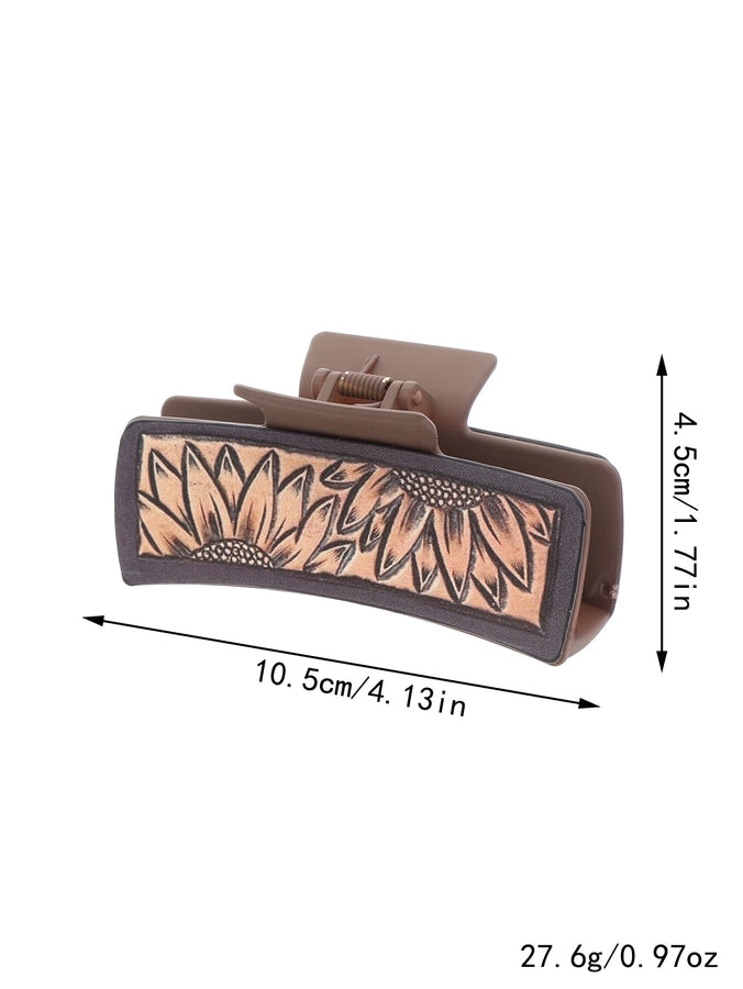 women's vintage style simple style sunflower pu leather hair claws