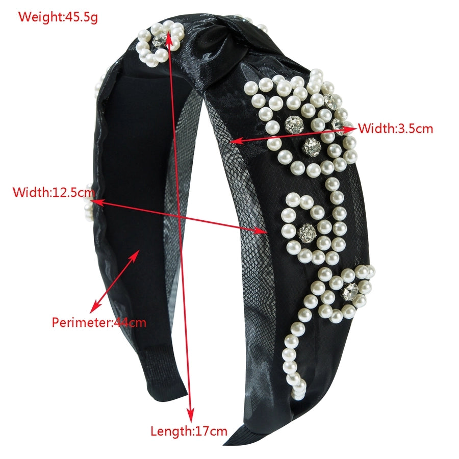 Women's Casual Elegant Classic Style Flower Alloy Gauze Inlay Rhinestones Pearl Hair Band