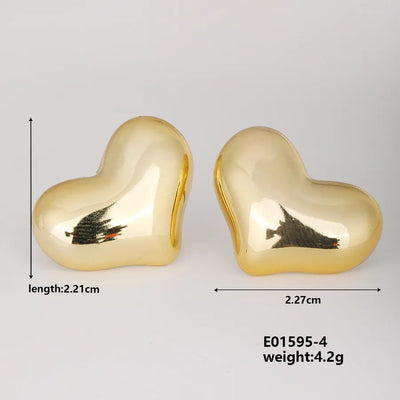 1 Pair Basic Classic Style Geometric Star Heart Shape Irregular CCB K Gold Plated Stud Earrings