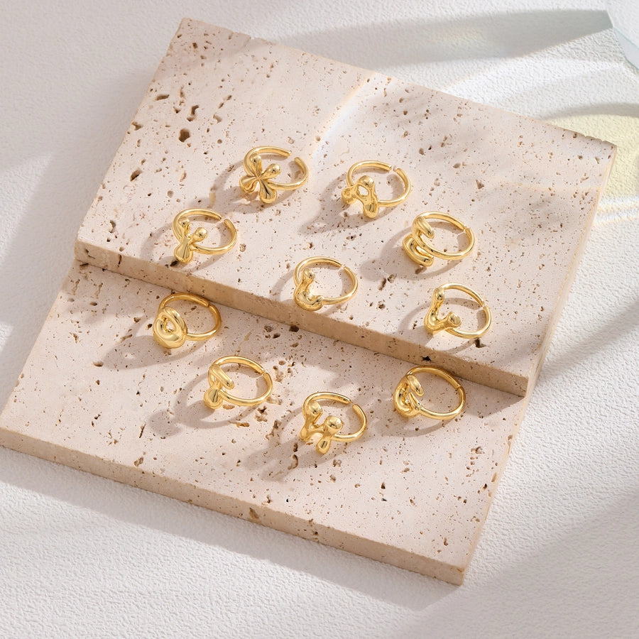 Copper Hollow Out Letter Copper Rings