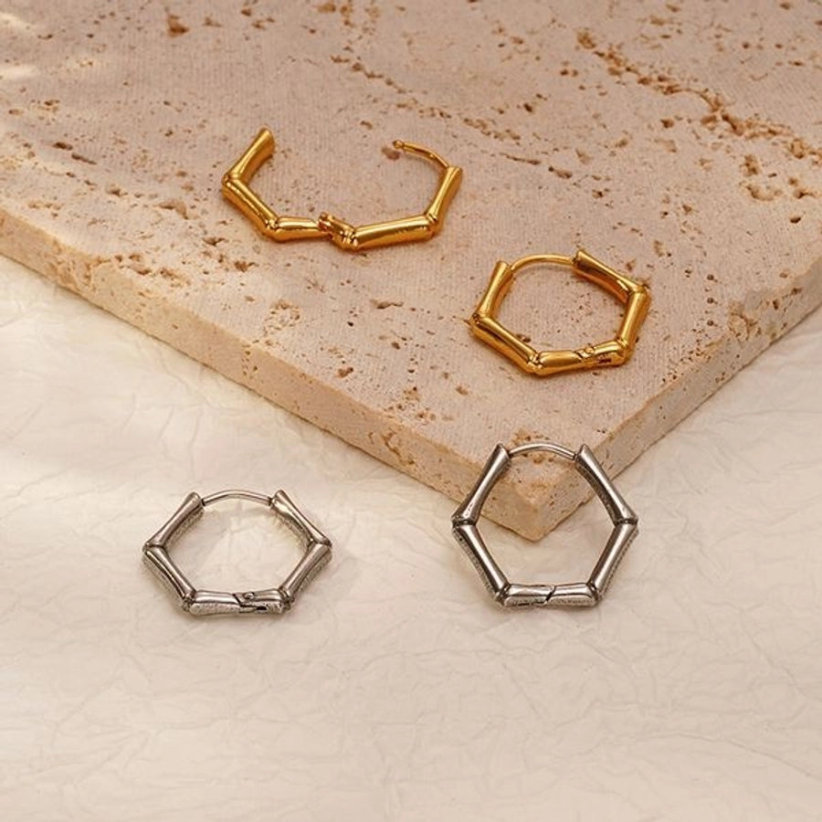 1 Pair Simple Style Geometric Solid Color Plating 304 Stainless Steel 18K Gold Plated Earrings
