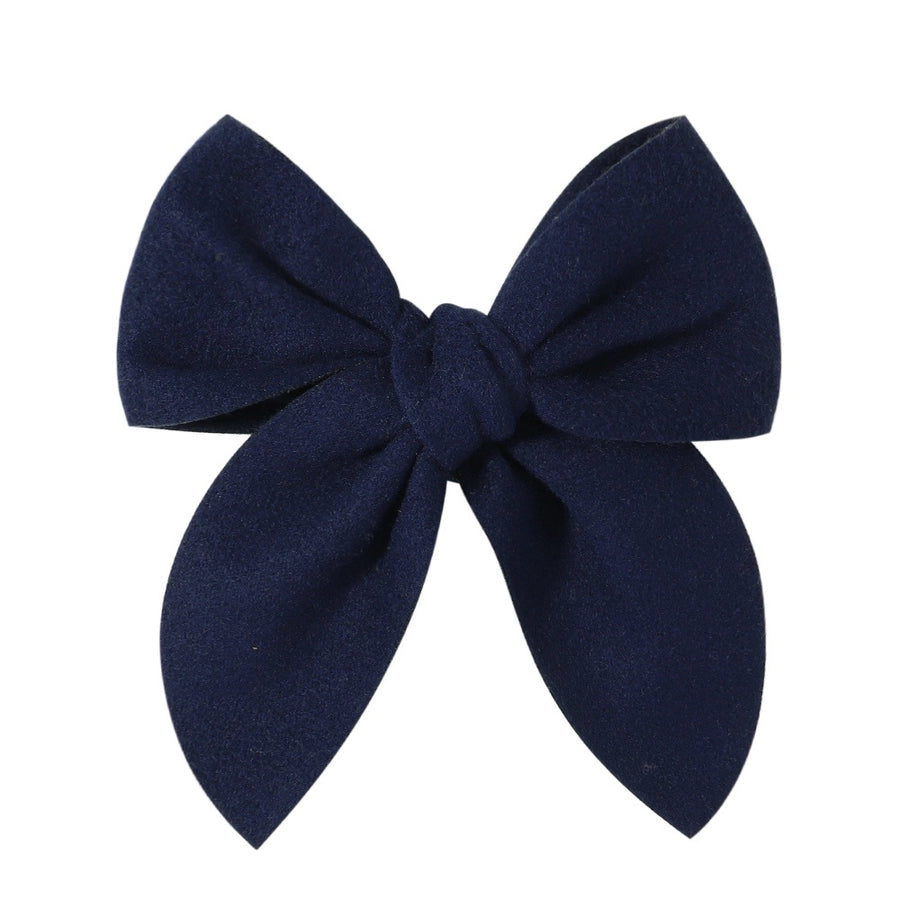sweet solid color polyester bow knot hair clip