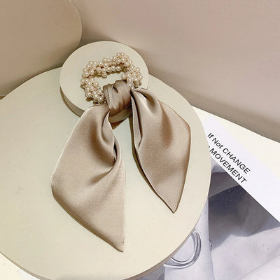 Women's Simple Style Classic Style Solid Color Cloth Baroque Pearls Hair Tie