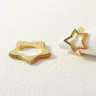 Jewelry Vintage Style Classic Style Pentagram Copper Zircon Open Rings