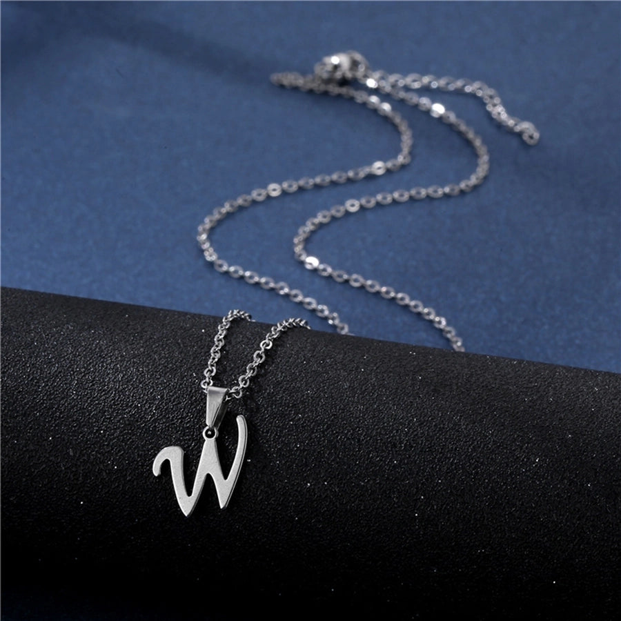 Jewelry Casual Simple Style Classic Style Letter 201 Stainless Steel Silver Plated Hollow Out Pendant Necklace