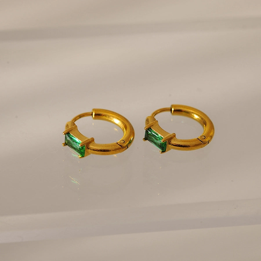 1 Pair Elegant Simple Style Classic Style Circle 304 Stainless Steel Zircon Earrings