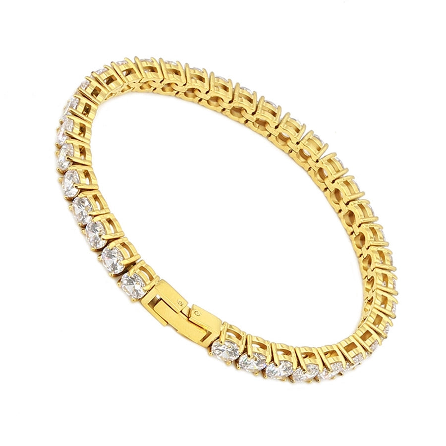 Classic Style Geometric Stainless Steel 18K Gold Plated Rose Gold Plated Zircon Tennis Bracelet In Bulk
