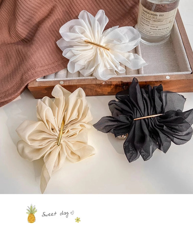 Super Fairy Elegant Chiffon Flower Hairpin Summer Back Head Ponda Tail Clip Headwear Advanced Sense Simple  Hair Accessories