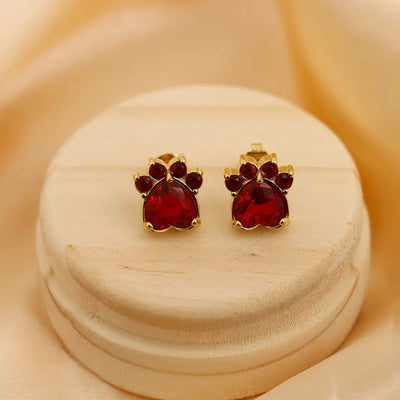 1 Pair Vintage Style Classic Style Paw Print Heart Shape Plating Titanium Steel Zircon 18K Gold Plated Ear Studs