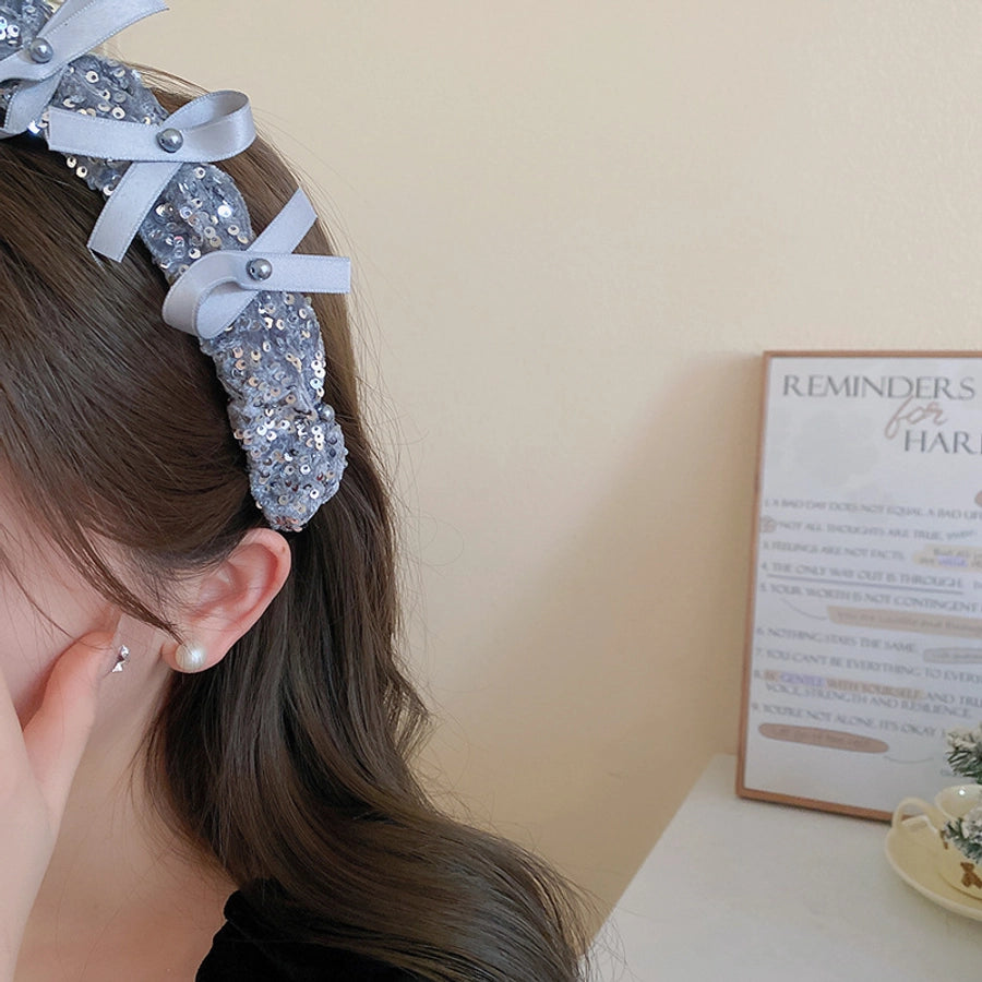 Women's Simple Style Solid Color Imitation Pearl Cloth Hair Band