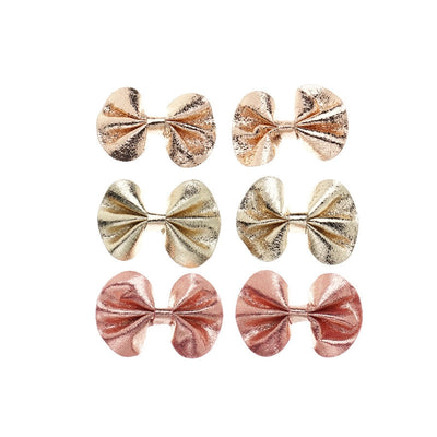 children's shiny leather bow hairpin