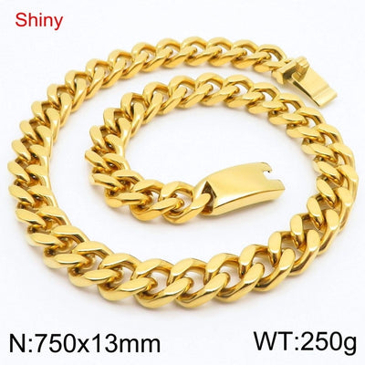 Fashion Minimalist Atmospheric Stainless Steel Cuban Link Chain Bracelet Necklace