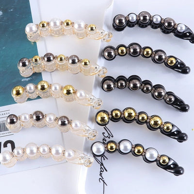 simple style geometric plastic artificial pearls hair clip