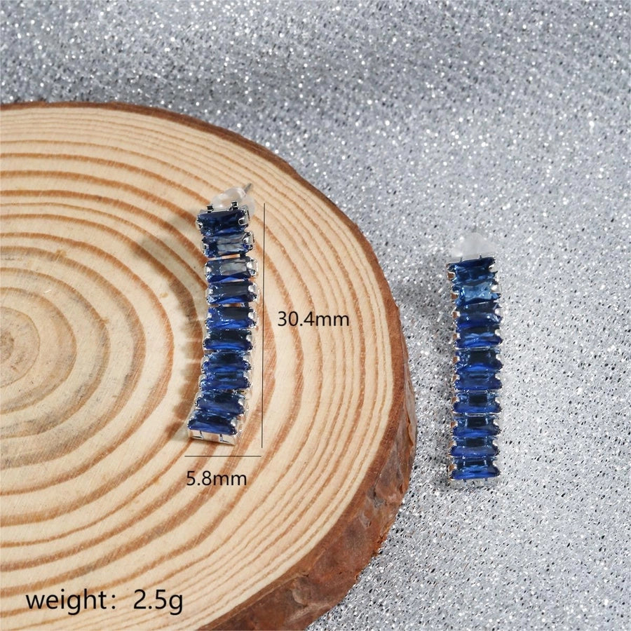 1 Pair Elegant Simple Style Commute Rectangle Plating Inlay Copper Zircon Ear Studs