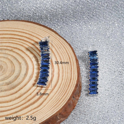 1 Pair Elegant Simple Style Commute Rectangle Plating Inlay Copper Zircon Ear Studs